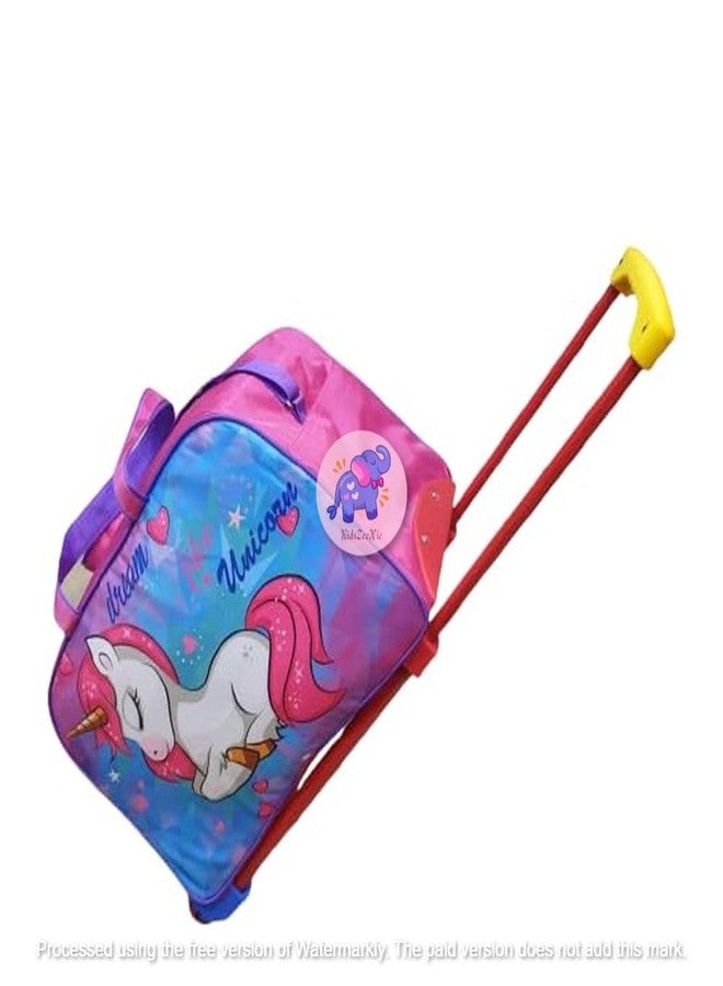 KidsZeeNie حقيبة سفر بعجلات من البوليستر من KidsZeeNie® مع مساحة تخزين كبيرة للأطفال والمراهقين | حقيبة سفر خفيفة الوزن ومقاومة للماء مزودة بعجلات دوارة 360 درجة | حقيبة ظهر مطبوعة للسفر الجوي والجولات السياحية (يونيكورن B) - Image 3